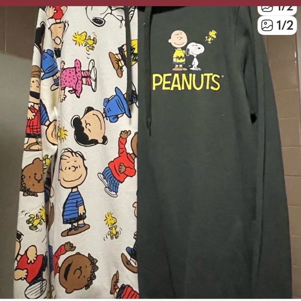 Peanuts Green Hoodie with Peanuts Theme. Mens M Unisex NEW